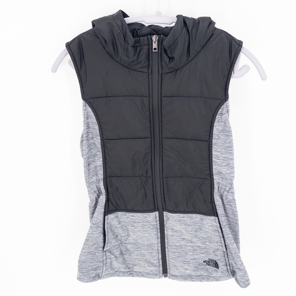 The North Face Hybrid Hooded Vest Womens Small Black Gray NF0A2V95 Excellent